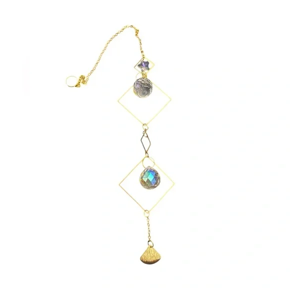 Long Golden Crystal Prism and Charm Suncatchers - Picture 8 of 11